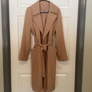 Wrap front belted dress coat